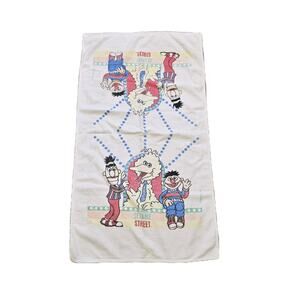 Vtg Sesame Street Towel Ernie Burt Big Bird Small Beach Cannon USA Made 1990s